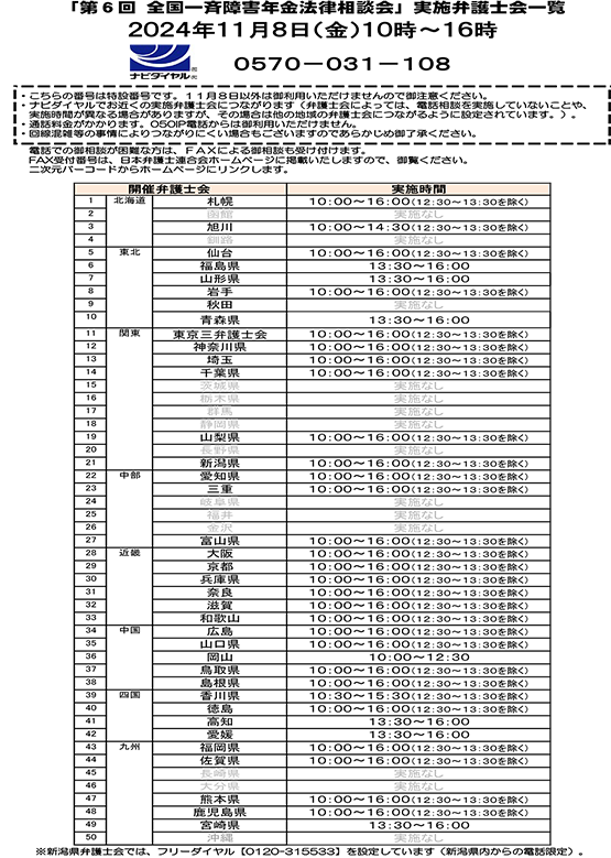 「第6回全国一斉障害年金法律相談会」のご案内